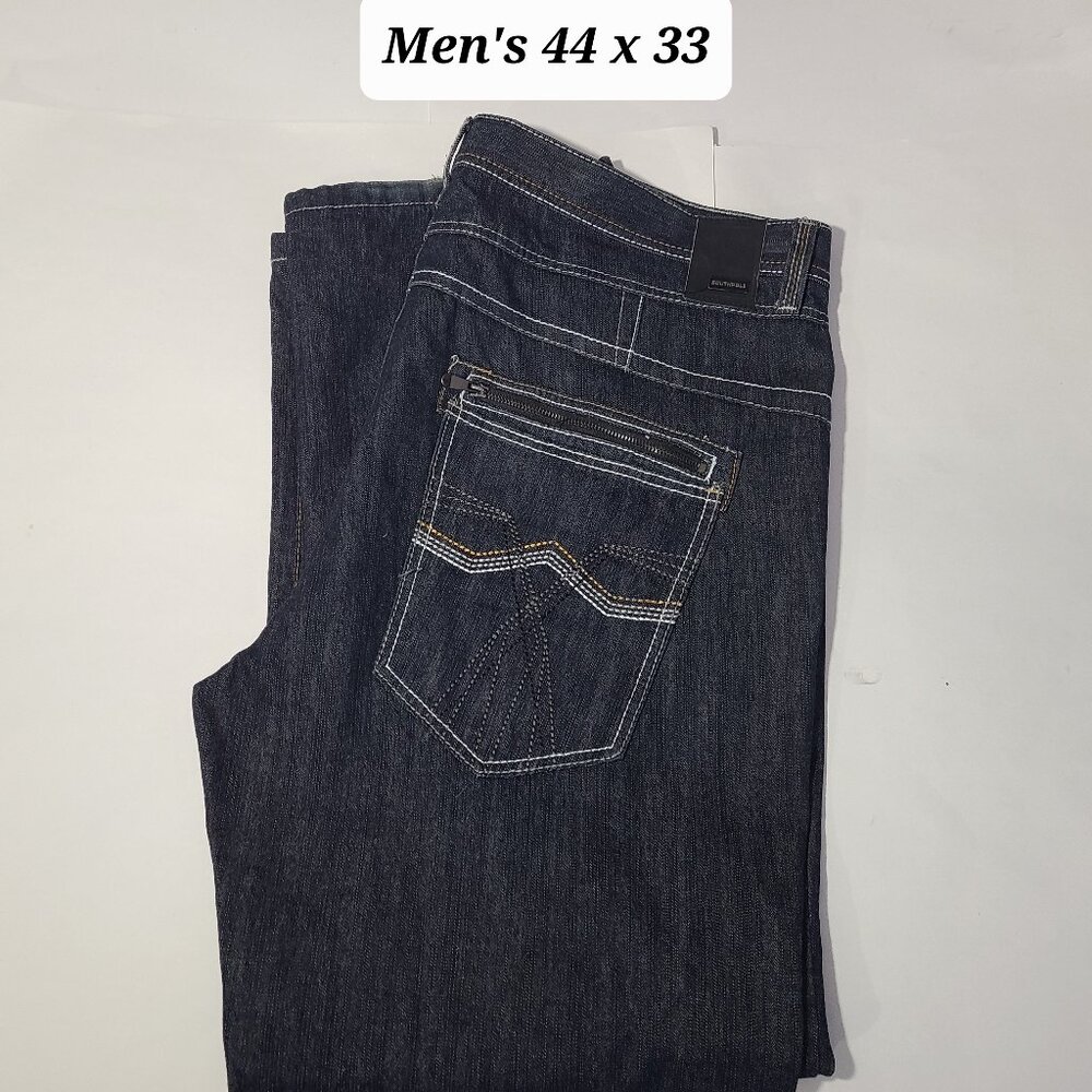 South pole Black Denim Embroidered Pocket Baggy Men's Jeans Size 44 x 33